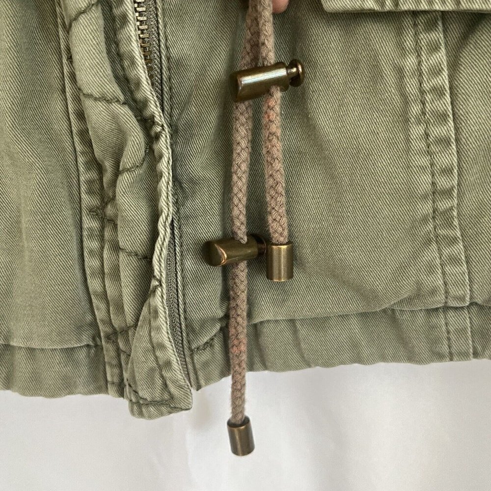 Womens Military Utility Jacket Sweatshirt Medium Olive Army Green 90s Grunge - Picture 13 of 16